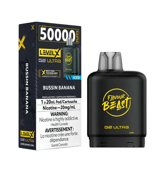 Flavour Beast Level X G2 Ultra Pod 50k - Bussin Banana - Wee Shisha N Vape