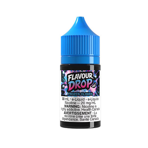 Flavour Drop icy blue razz e-liquid bottle on a white background