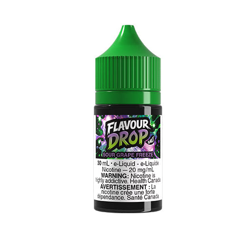 Flavour Drop e-liquid bottle with green cap on a white background