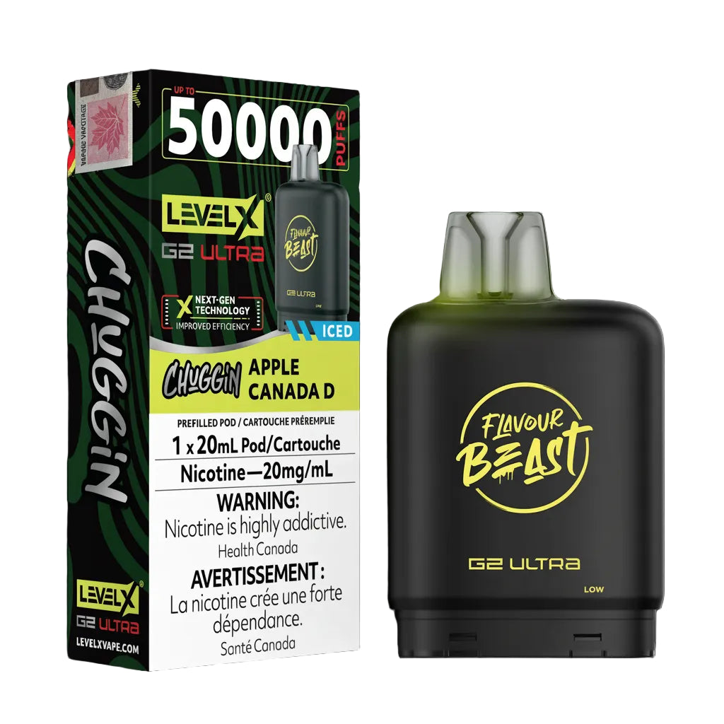 Flavour Beast vape device with Level X packaging on a white background