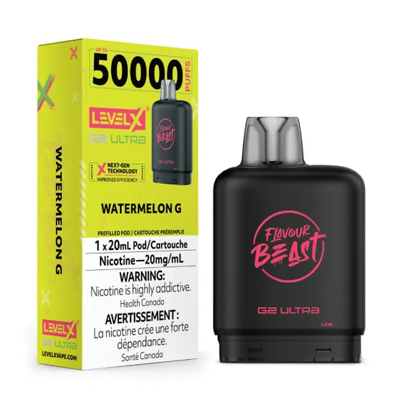 Flavour Beast vape device with Level X packaging on a white background