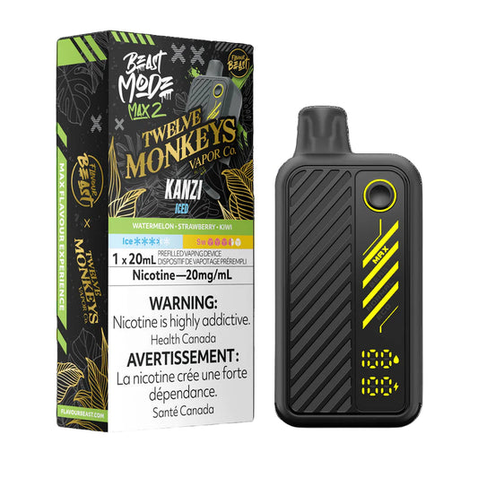 Flavour Beast Mode Max 2 50K X Twelve Monkeys - Kanzi Iced - Wee Shisha  Vape