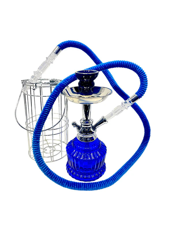 Cage 10" -Rounded -1 Hose-Blue- Hookah-Wee Shisha N Vape