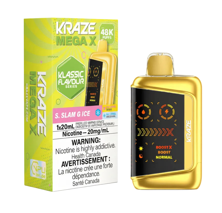Kraze Mega X vape device and packaging on a white background