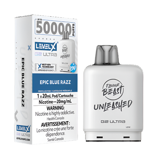 Flavour Beast Level X G2 Ultra Unleashed Pod 50K - Epic Blue Razz - Wee Shisha N Vape