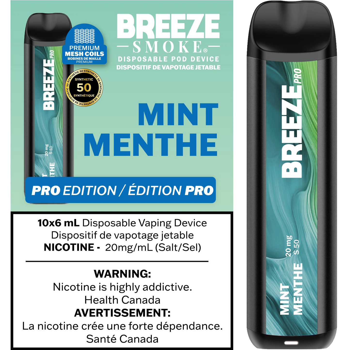 Breeze Pro S50 2000 Puffs - Mint- Wee Shisha N Vape