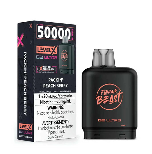 Flavour Beast Level X G2 Ultra Pod 50k - Packin' Peach Berry - Wee Shisha N Vape