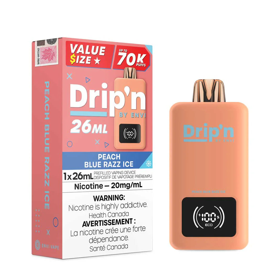 Drip'n 70K - Peach Blue Razz Ice - Disposable - Nicotine - Wee Shisha N Vape