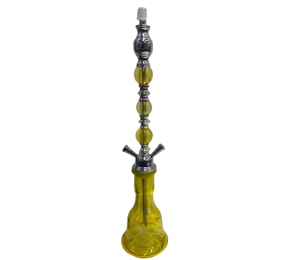 Yellow-Etched Flower 18"- 2 Hose Hookah-Wee Shisha N Vape
