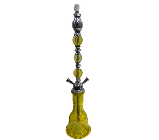 Yellow-Etched Flower 18"- 2 Hose Hookah-Wee Shisha N Vape