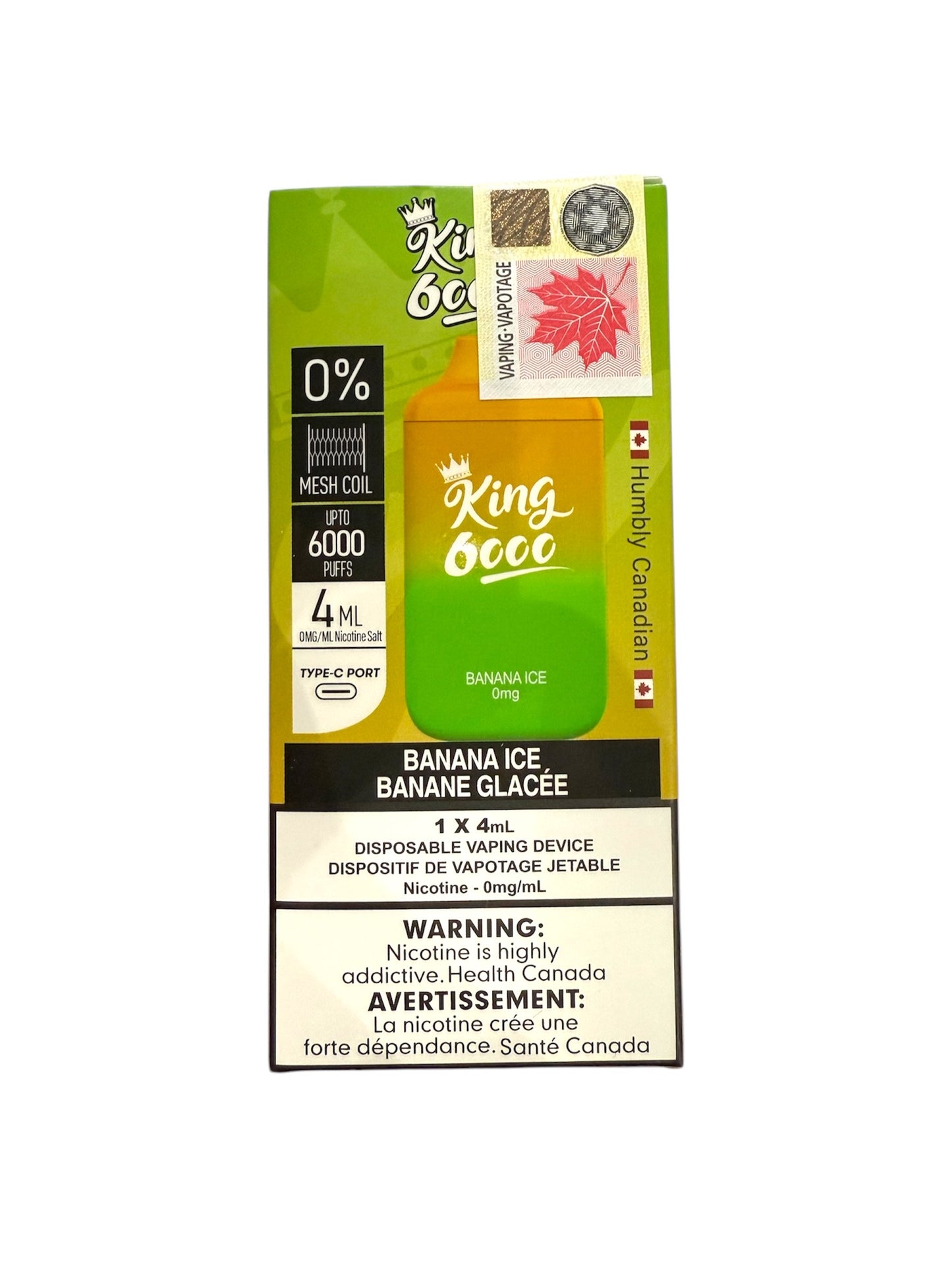 KING-6000Puffs-Nicfree-Banana Ice-Wee Shisha N Vape