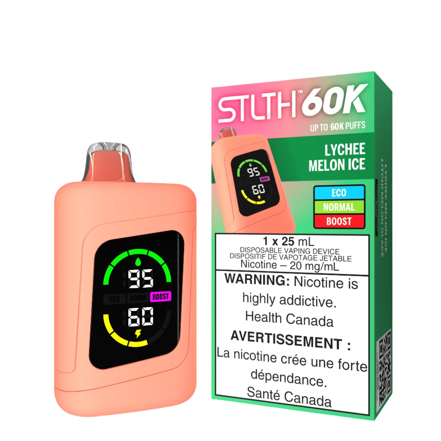Stlth 60k - Lychee Melon Ice-Disposable - Wee Shisha N Vape