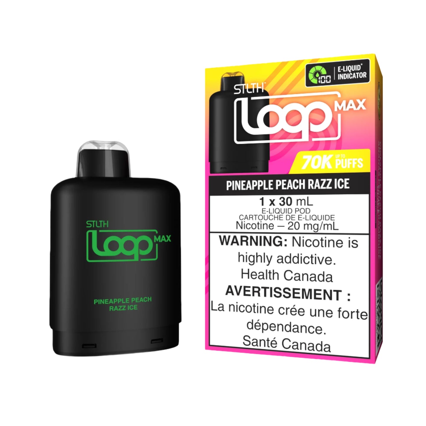 STLTH Loop Max Pod 70K Puffs - Pineapple Peach Razz Ice - Wee Shisha N Vape