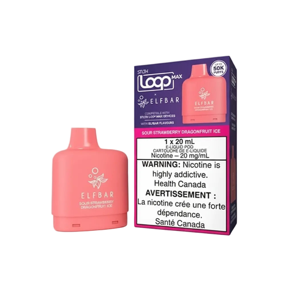 STLTH Loop Max 50k Elfbar Pod - Sour Strawberry Dragonfruit Ice - Wee Shisha N Vape