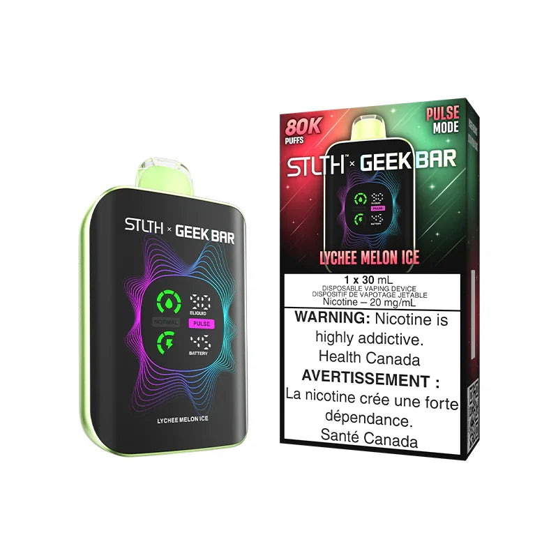 STLTH Geek Bar vape device with packaging on a white background