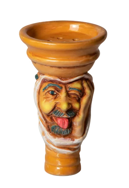 Decorative ceramic vase with face design on a white background, featuring the brand 'Zanobia'.