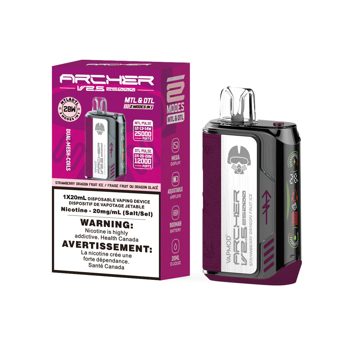 Vapmod Archer v2.5 - Strawberry Dragonfruit Ice-Wee Shisha N Vape