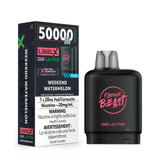Flavour Beast Level X G2 Ultra Pod 50k - Weekend Watermelon - Wee Shisha N Vape