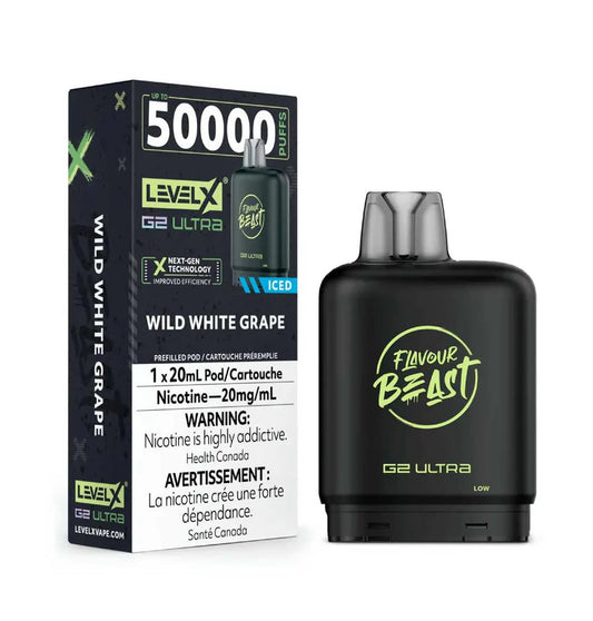 Flavour Beast Level X G2 Ultra Pod 50k - Wild White Grape - Wee Shisha N Vape