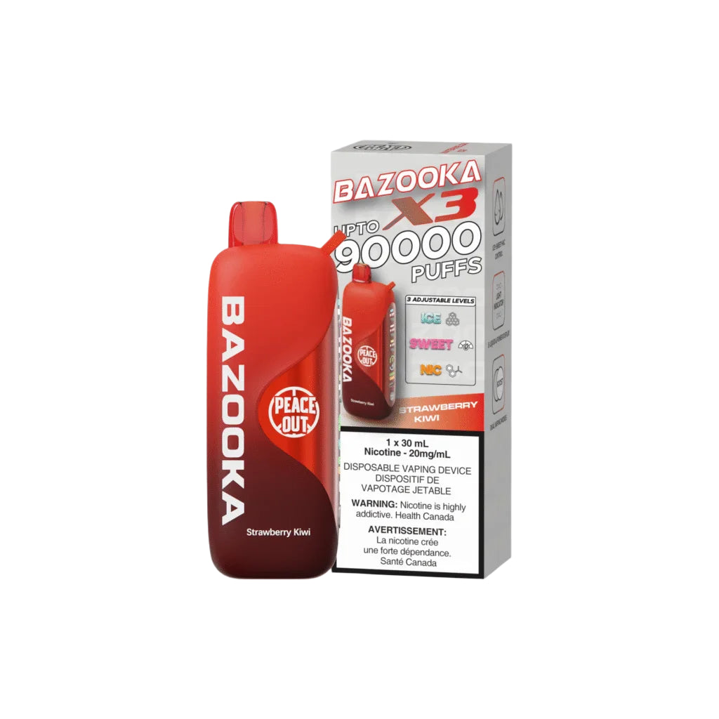 Bazooka Peace Out X3 90K Puffs - Strawberry Kiwi Disposable Vape | Choose your Flavour | Wee Shisha N Vape Bazooka Peace Out X3 90K Puffs - Strawberry Kiwi Disposable Vape | Choose your Flavour | Wee Shisha N Vape