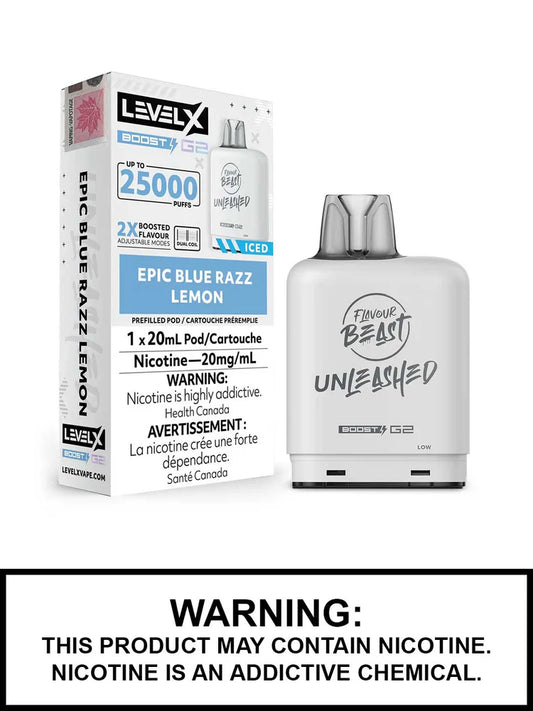 Flavour Beast Level X Unleashed Boost G2 25K - Epic Blue Razz Lemon - Wee Shisha N Vape