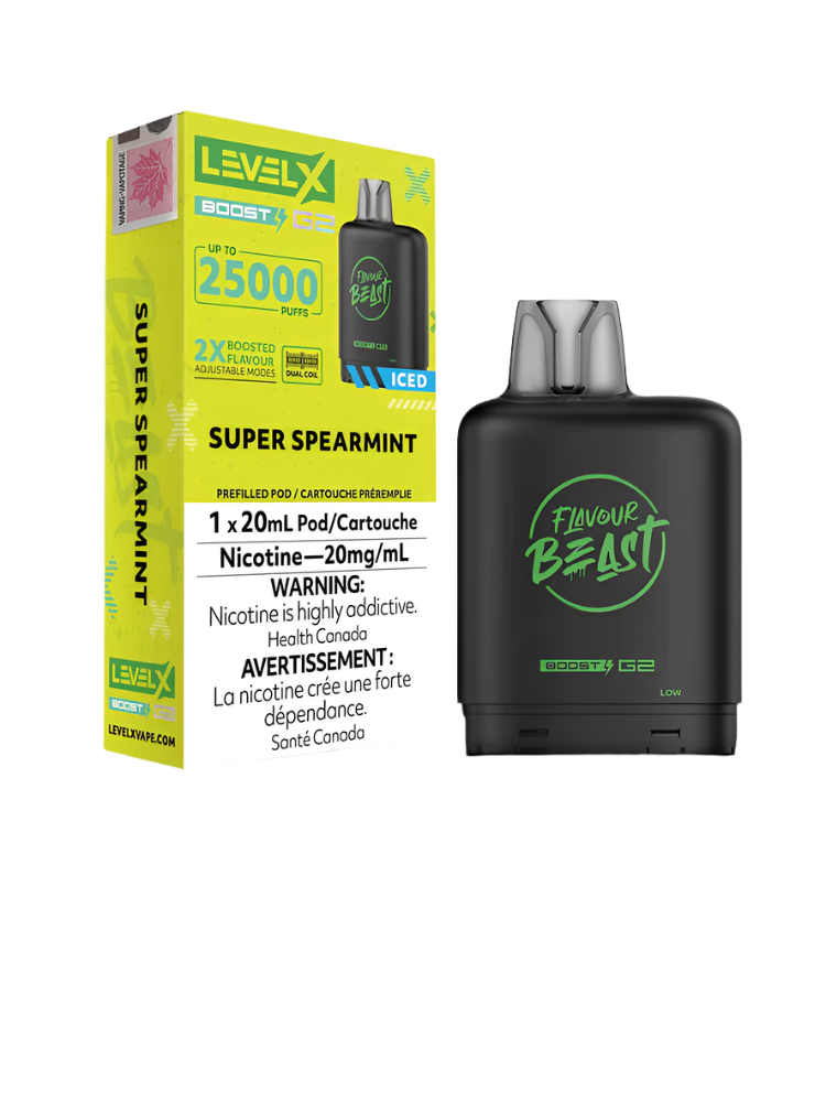 Flavour Beast Level X Boost G2 25K - Super Spearmint - Wee Shisha N Vape