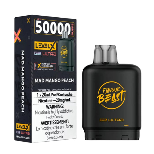 Flavour Beast Level X G2 Ultra Pod 50k - Mad Mango Peach - Wee Shisha N Vape