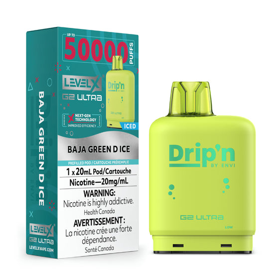 Drip'n Level X G2 Ultra Pod 50K - Baja Green D Ice - Wee Shisha N Vape