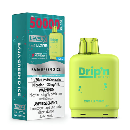 Drip'n Level X G2 Ultra Pod 50K - Baja Green D Ice -  Wee Shisha N Vape