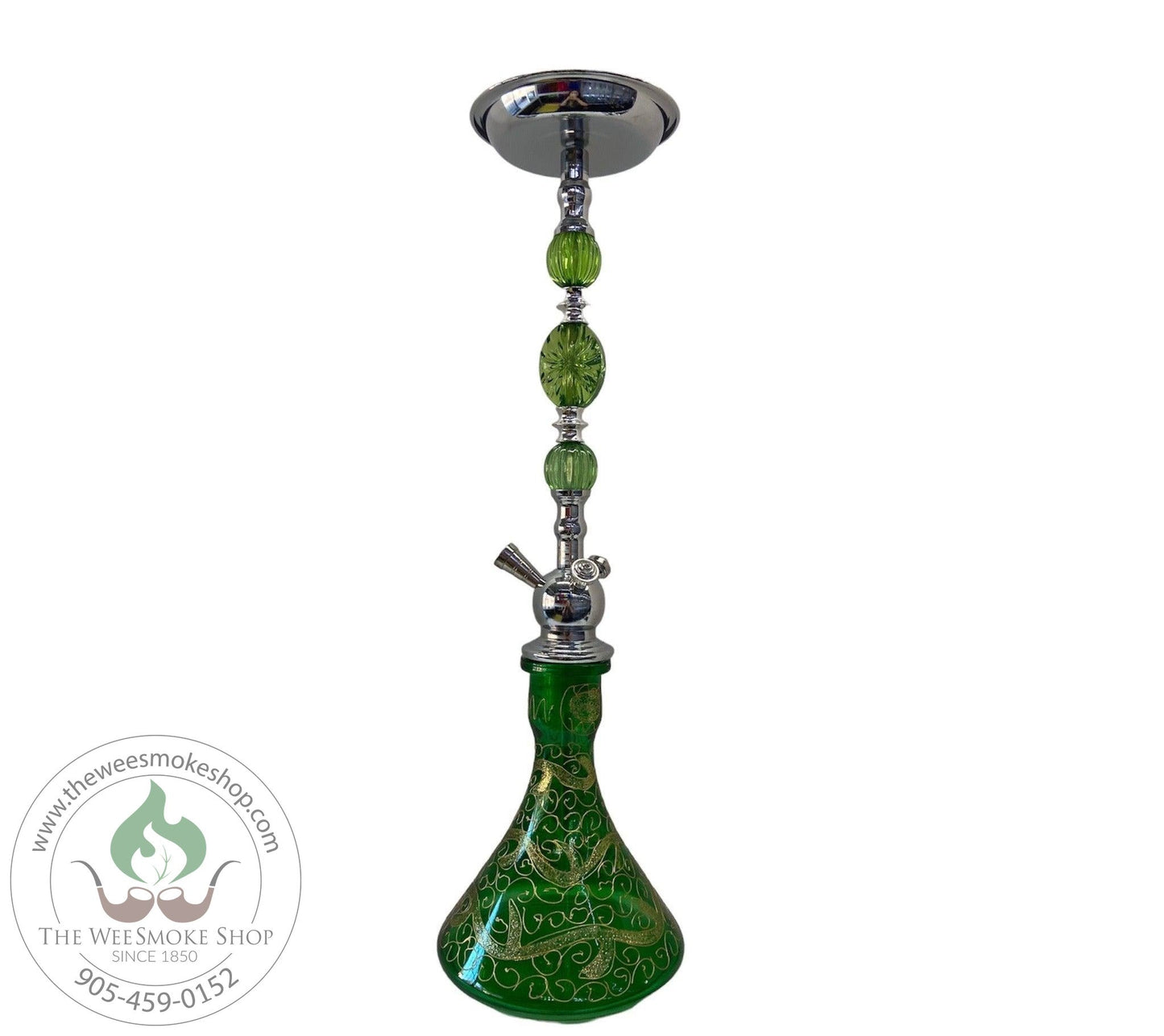 Beaded (23") 1 Hose Hookah green - hookah - wee shisha n vape