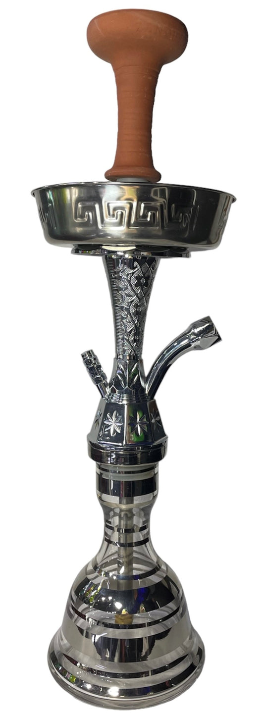 Silver Zanobia (17") Silver 1 Hose Hookah - Hookah - Wee Shisha N Vape
