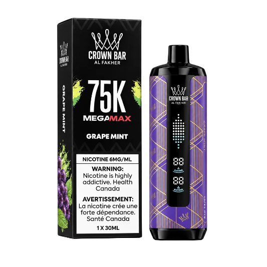 Crown Bar vape device and packaging on a white background