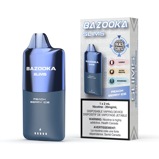 Bazooka Slims disposable vaping device with packaging on a white background