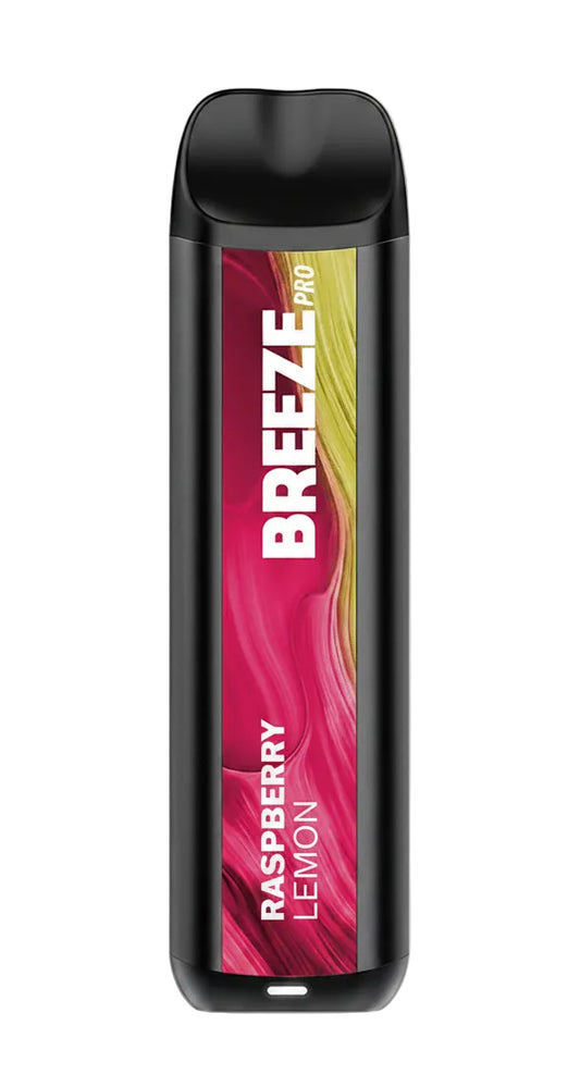 Breeze Pro vape device with raspberry lemon flavor on a white background