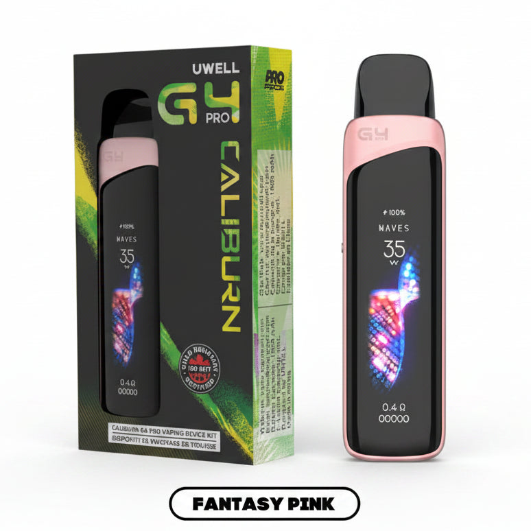 Uwell Caliburn G4 Pro vaping device and packaging on a white background