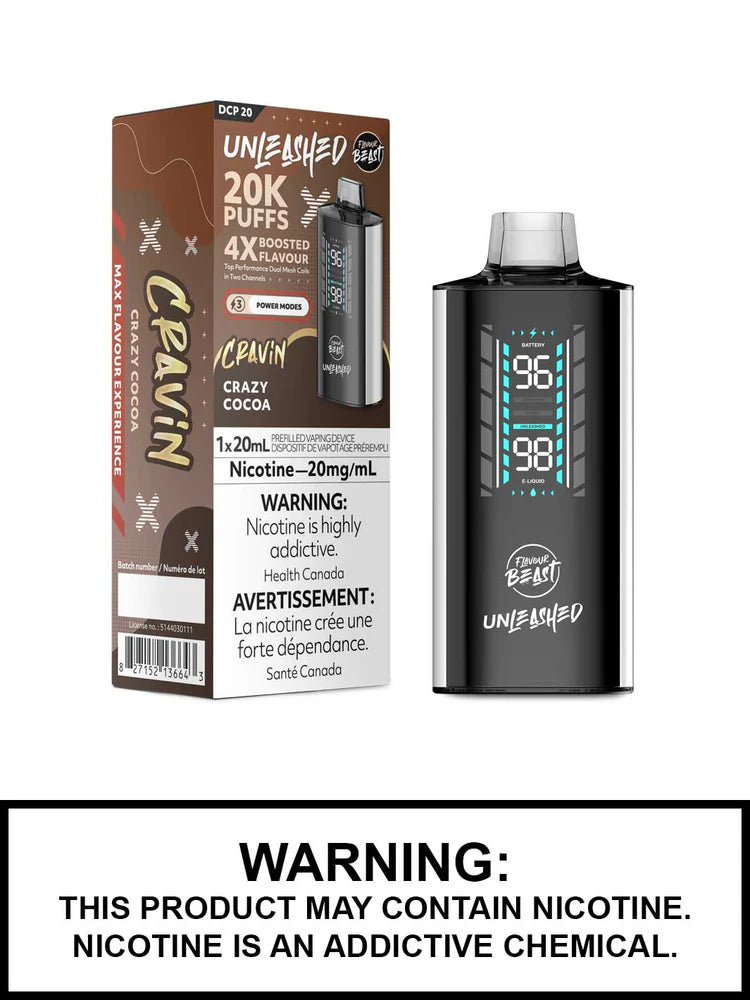 Flavour Beast Unleashed 20K - Cravin' Crazy Cocoa - disposable - wee shisha n vape
