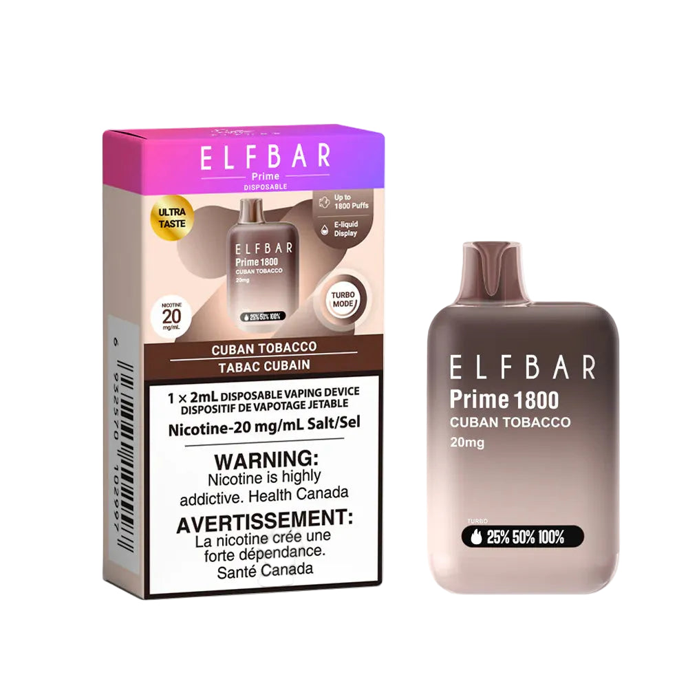 ELFBAR - PRIME - 1800 Puffs - Cuban Tobacco - Wee Shisha N Vape