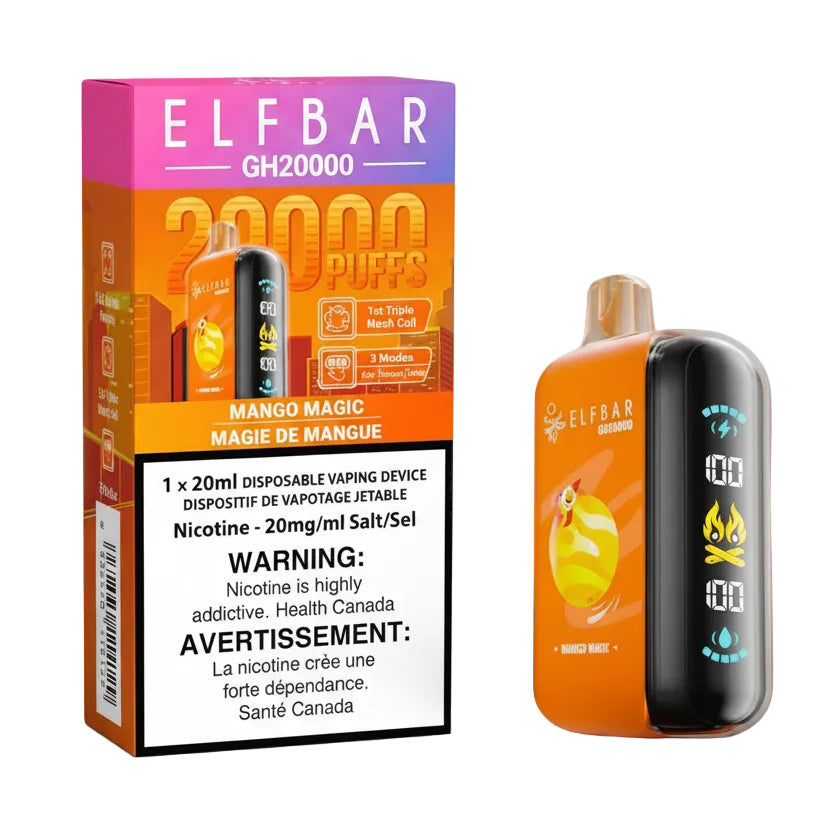 Elf Bar disposable vape device with packaging on a white background