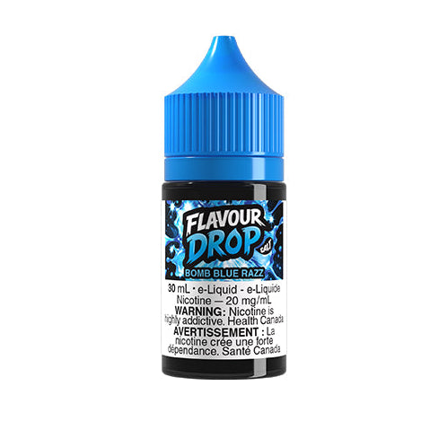 Flavour Drop e-liquid bottle with blue cap on a white background