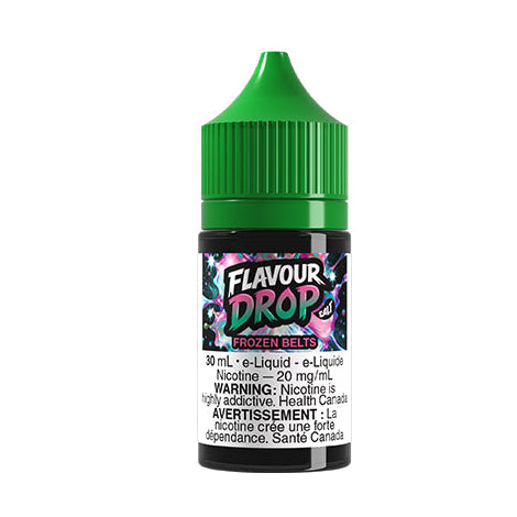 Flavour Drop e-liquid bottle with green cap on a white background