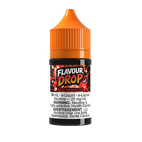 Flavour Drop e-liquid bottle with orange cap on a white background
