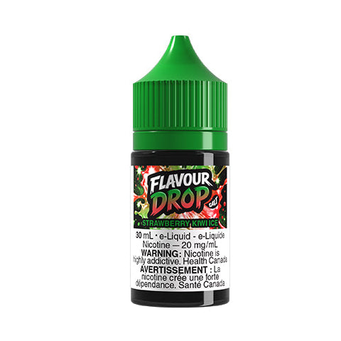 Flavour Drop e-liquid bottle with green cap on a white background