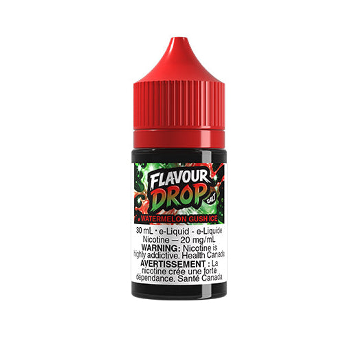 Flavour Drop e-liquid bottle with red cap on a white background