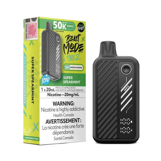 Black vape device with 'Beast Mode' packaging on a white background