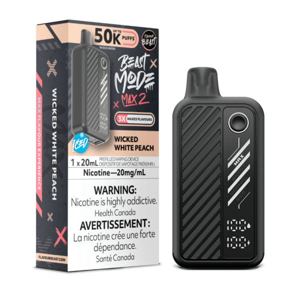 Vaping device and packaging with 'Beast Mode' branding on a white background
