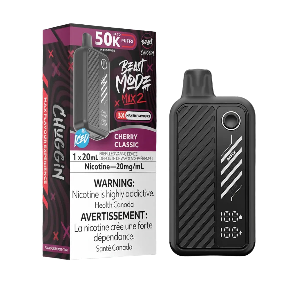 Chuggin vape device and packaging on a white background