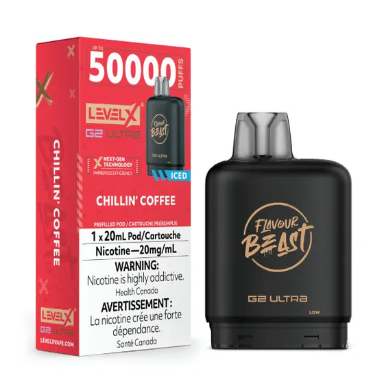 Flavour Beast vape device with Level X packaging on a white background