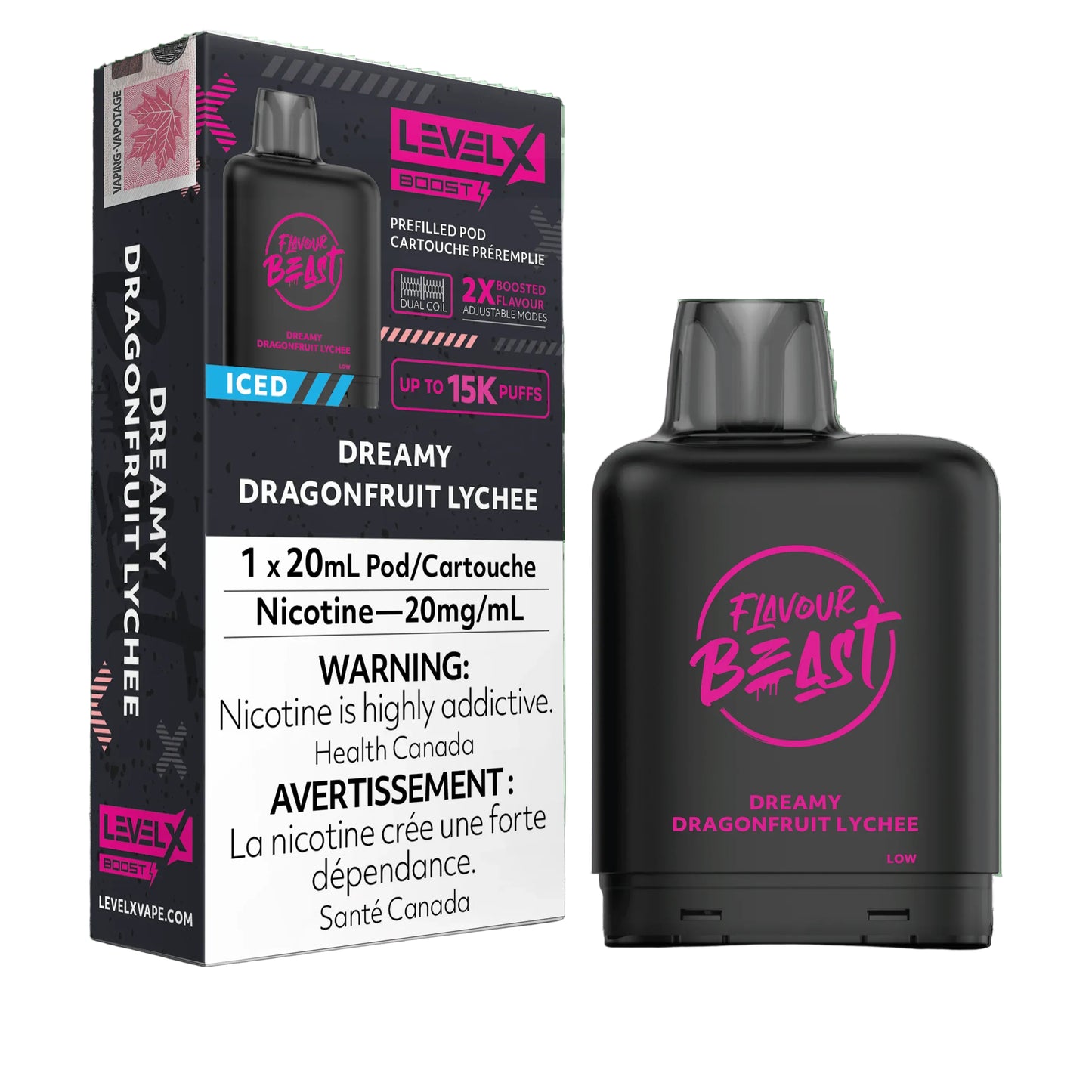 Flavour Beast vape device and packaging on a white background