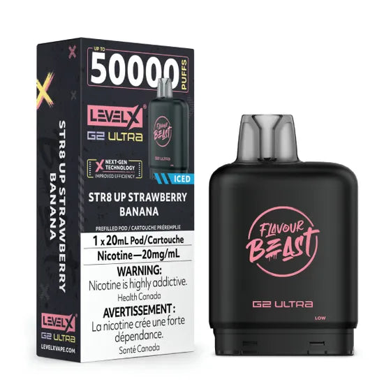 Vape device and packaging with 'Flavour Beast' branding on a white background