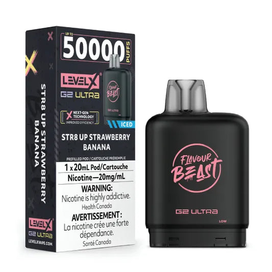 Vape device and packaging with 'Flavour Beast' branding on a white background